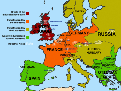 Resultado de imagen de mapa de europa revolucion industrial