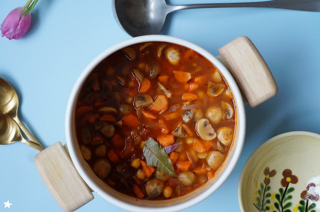 minestrone champignons carotte pois chiche sans gluten IG bas