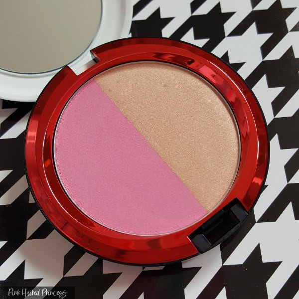 split pan blush in pink and natural with red metallic surround