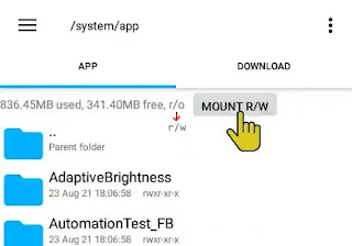 mengubah ro ke rw di root explorer ro and rw root explorer