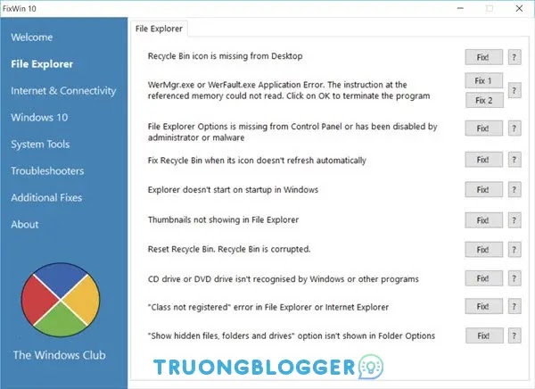 Sửa lỗi Windows 10 chỉ bằng 1 Click chuột với FixWin