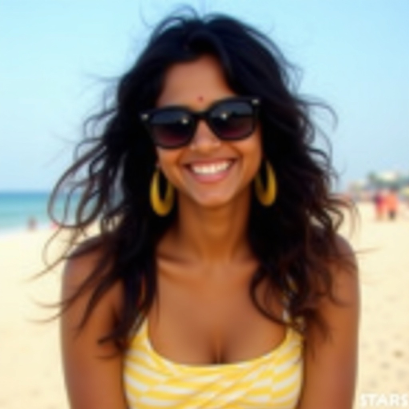 A Fal API node Flux.1[dev] photorealistic illustration of a woman wearing sunglasses, generated with 20 steps, appearing blurry and incomplete.