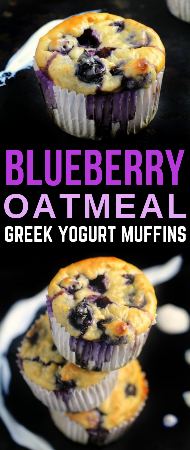 Blueberry Oatmeal Greek Yogurt Muffins