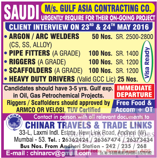 Gulf asia contracting company jobs for KSA