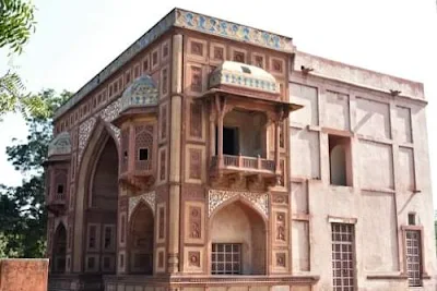 the Kanch Mahal in Agra exquisite monument of Moghul era is shaped in the form of a square that got its name from the beautiful encaustic tiling ornamenting the north with the red stones that adorn its walls