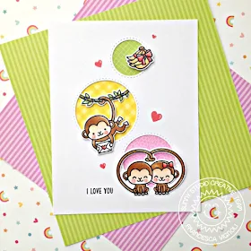 Sunny Studio Stamps: Love Monkey Staggered Circle Dies Monkey Themed Love Card and Franci Vignoli
