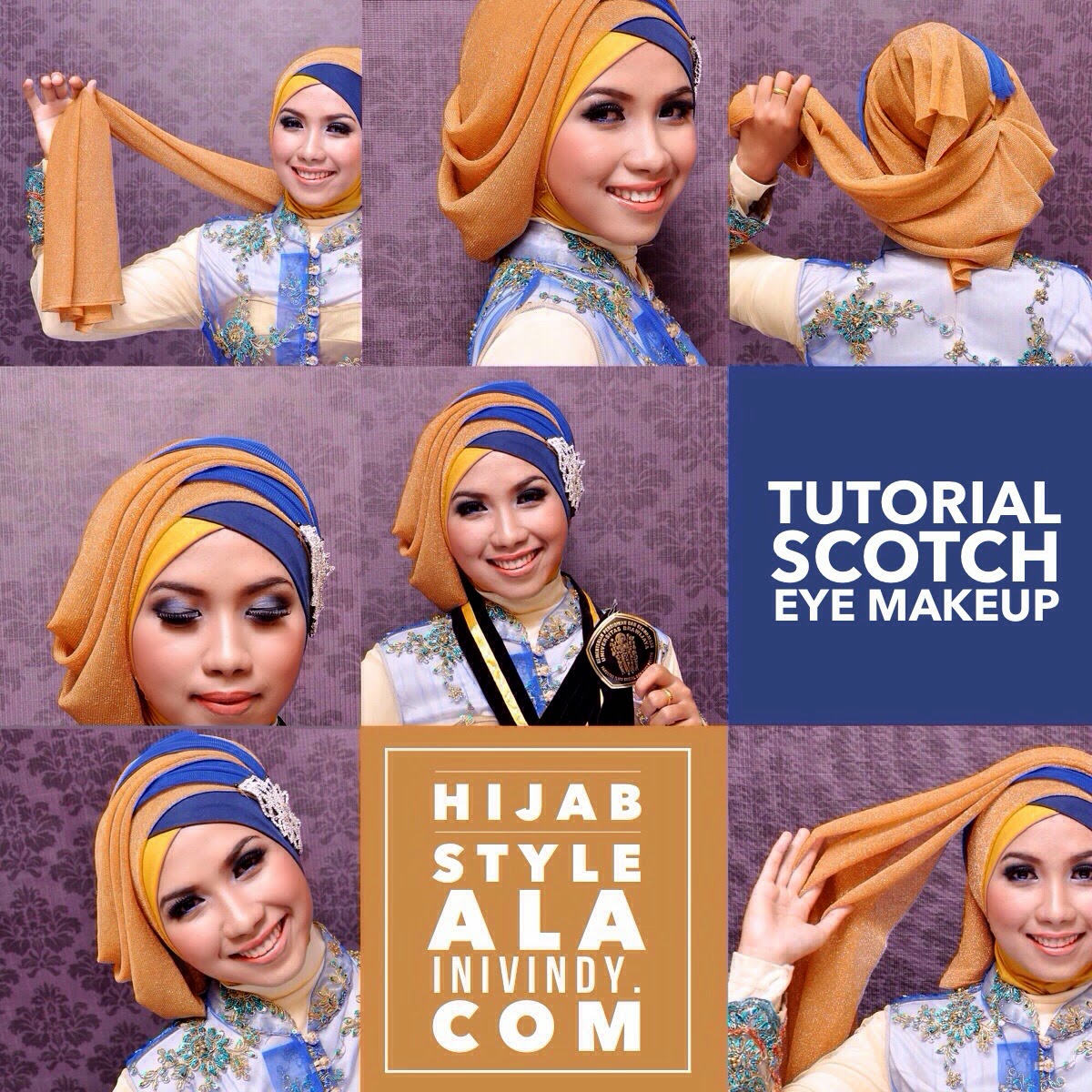 29 Gambar Lengkap Tutorial Hijab Paris Dua Warna Untuk Anda