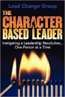 "The Character-Based Leader" book cover (One match lighting a series of matches on fire)