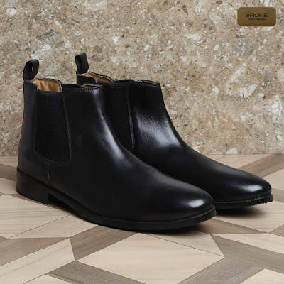 Brune Leather Handmade Chelsea Men Black Boots