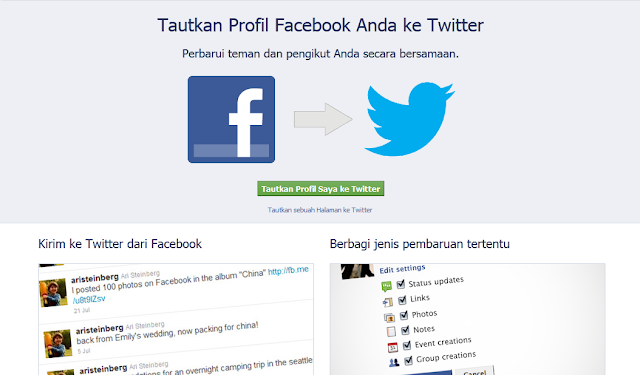 Cara Menautkan Profil Facebook ke twitter