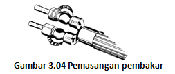  Pemasangan pembakar asetilena