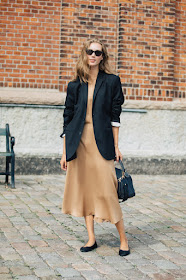 How to Wear a Silk Slip Dress Through Fall – Transitional Outfit Idea With Blazer, Slipdress, and Ballet Flats