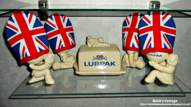 Soon all of the Lurpak Douglas egg cups are sporting their lovely egg cosies.