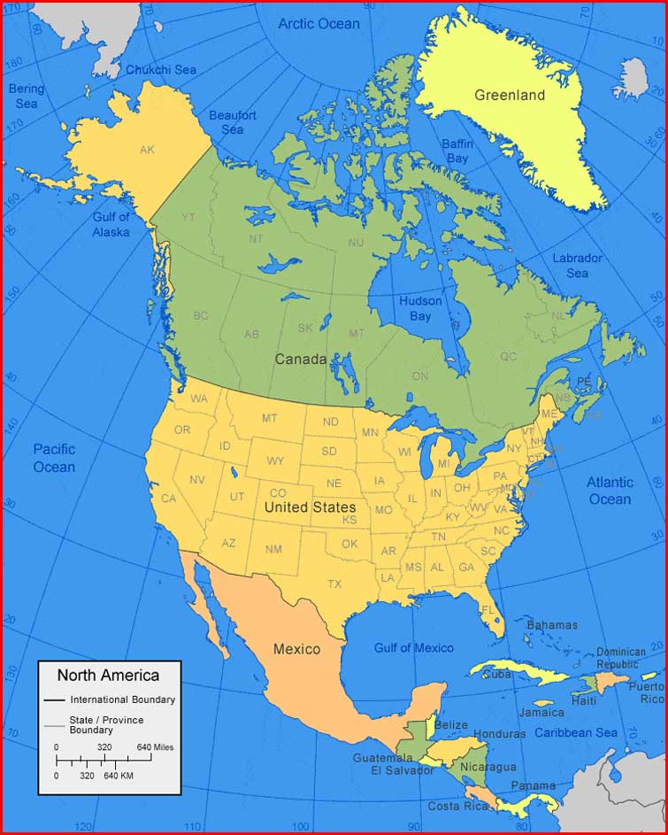  Peta  Wilayah Negara Amerika  Utara