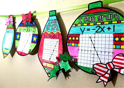 graphing linear equations ornaments Christmas Algebra activity