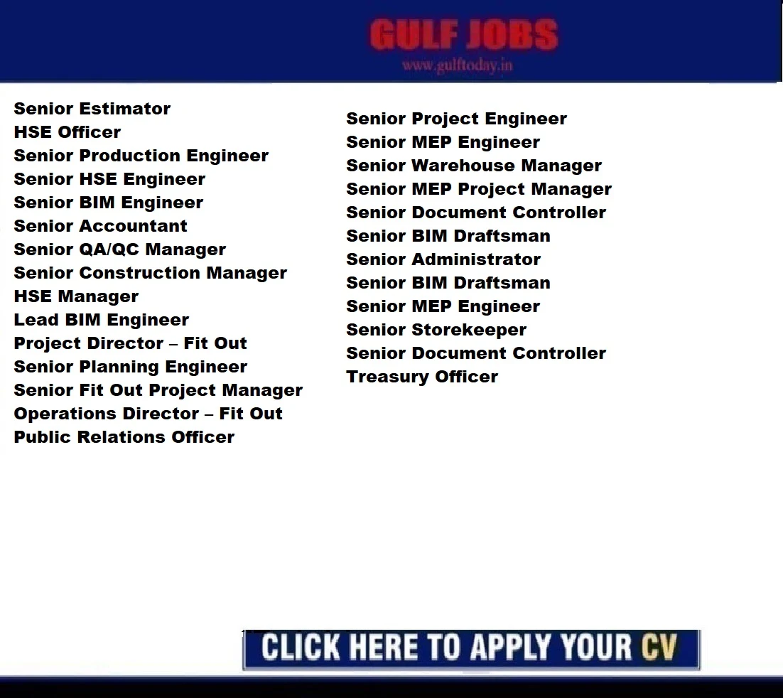 KSA Jobs-Senior Estimator-HSE Officer-Senior Accountant-Senior QA/QC Manager-Senior Technical Engineer-Architect-Project Engineer -Storekeeper-Procurement Engineer-Storekeeper-Surveyor-Senior MEP Engineer-Senior Draftsman-Senior Planning Engineer-Senior Document Controller-