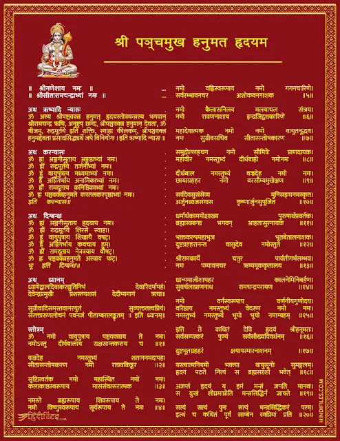 Shri Panchmukh Hanumat Hridayam Lyrics with HD Image