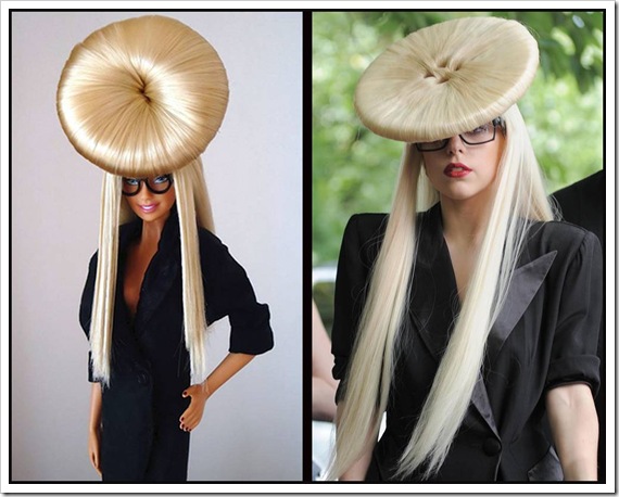hair-covered hat in the shape of a button in Manchester, UK on Jun. 29, 2009