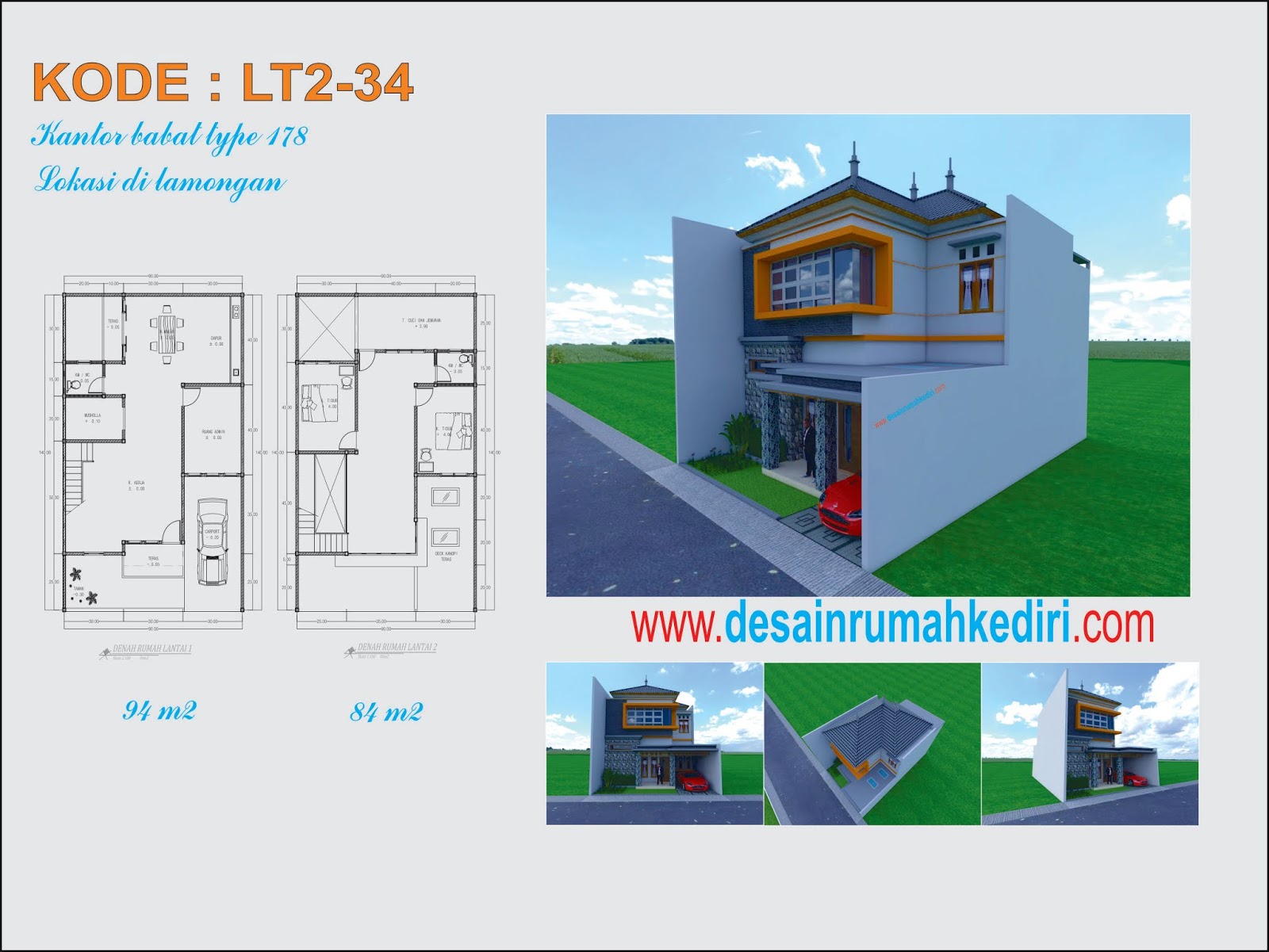 LT2 34 Rumah Kantor 2 Lantai Minimalis Di Babat Lamongan Jawa Timur Jasa Desain Rumah Terpercaya