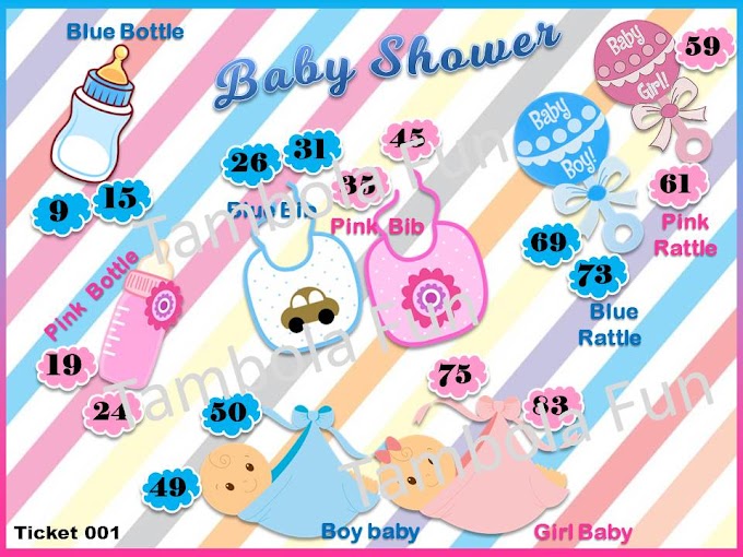 4 Baby Shower Theme Tambola Ticket 