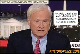 stilton’s place, stilton, political, humor, conservative, cartoons, jokes, hope n’ change, biden, super tuesday, bernie, declaration, chris matthews, msnbc