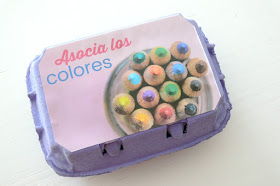 Etiqueta para caja asociación de colores Montessori en casa