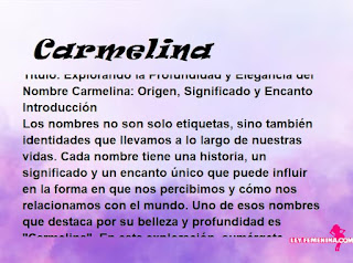 significado del nombre Carmelina