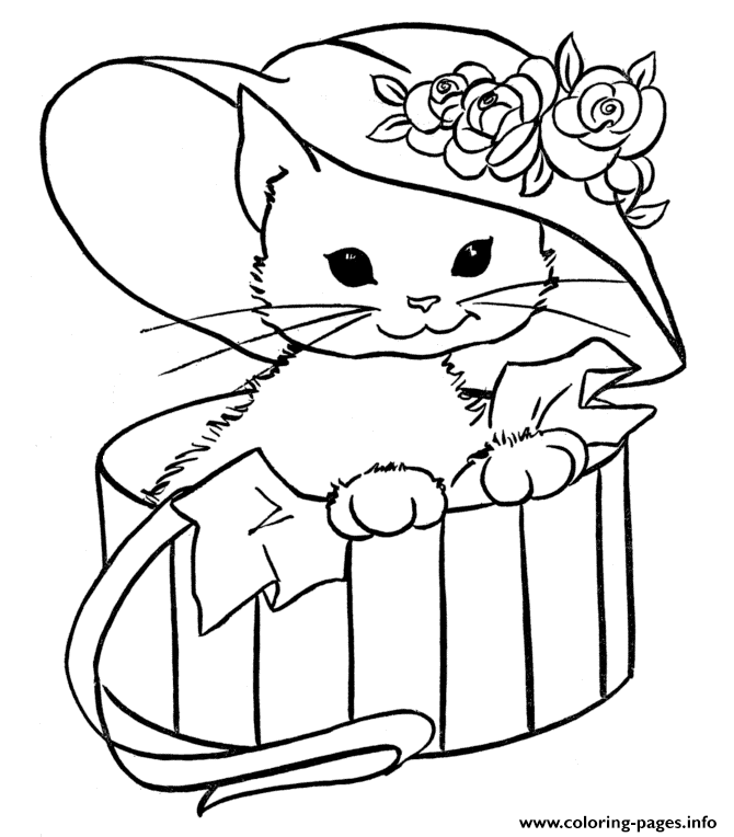 Girls Cats Kitten Coloring Pages