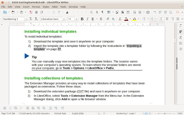 Tampilan LibreOffice untuk Linux dan Windows