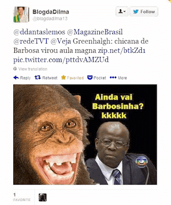 Blog da Dilma comparando com macaco o ministro do STF Joaquim Barbosa