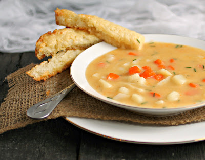 Chunky Veggie Soup with Gruyere Cheese Toast