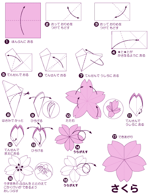 sharing about japan Tips Membuat Origami  Bunga  Sakura 