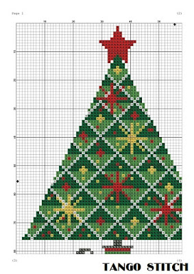 Geometric christmas tree cross stitch pattern