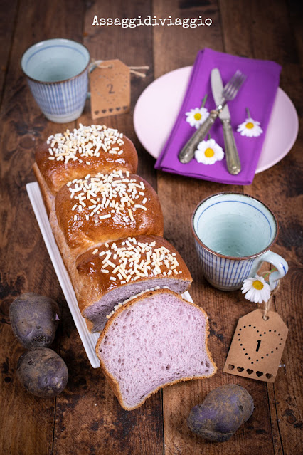 Pan brioche giapponese con le patate viola - Japanese purple sweet potato bread