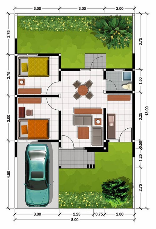  Denah Rumah Minimalis Impian type 45 Desain Interior