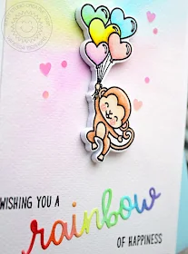 Sunny Studio Stamps: Over The Rainbow Love Monkey Rainbow Word Card by Vanessa Menhorn