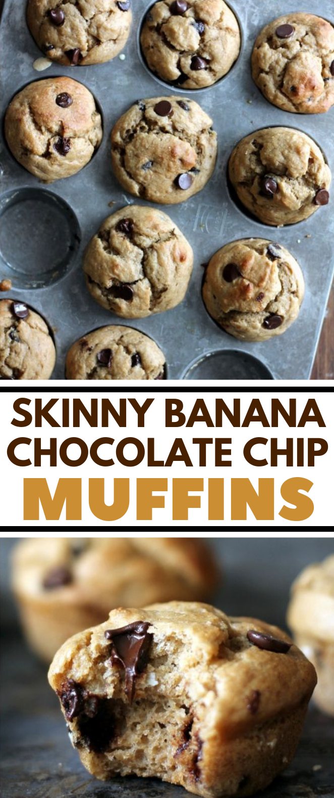 Skinny Banana Chocolate Chip Muffins #healthydessert #lowcal