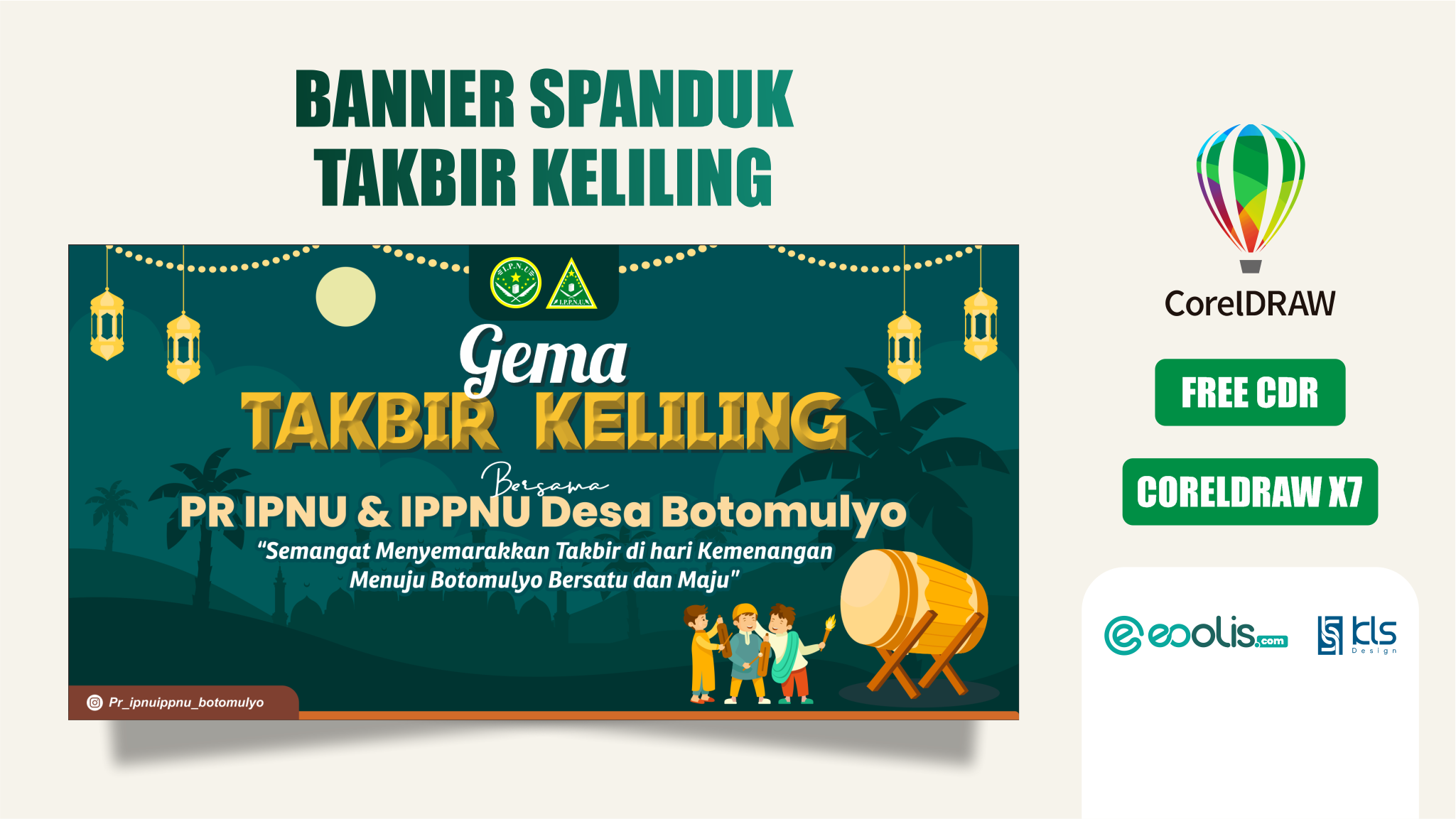 Free CDR - Desain Banner Spanduk Takbir Keliling Idul Fitri dan Idul Adha - eoolis.com