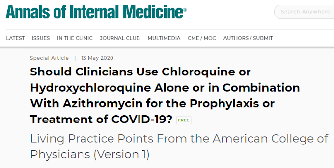 Os médicos devem usar cloroquina ou hidroxicloroquina isoladamente ou em combinação com azitromicina para a profilaxia ou tratamento de COVID-19?