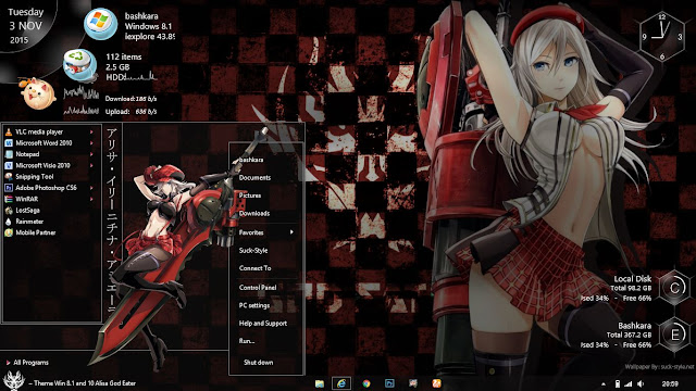 Theme Windows 8.1 and 10 Alisa Illinichina Amiella God Eater By Bashkara