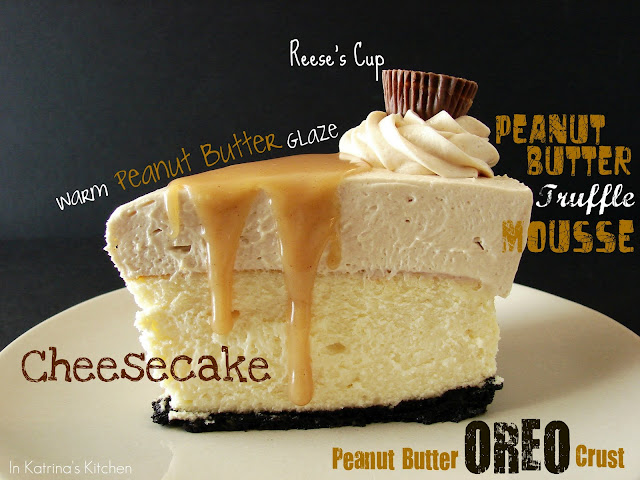 Peanut Butter Truffle Mousse Cheesecake #recipe from @KatrinasKitchen