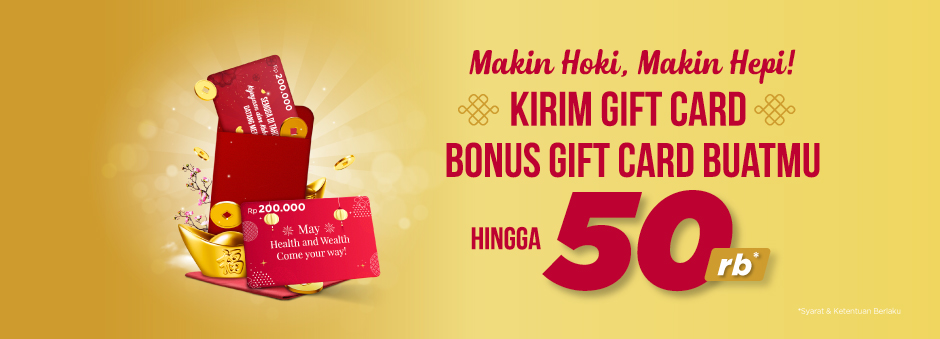 #Tokopedia - #Promo Kirim Gift Card Bonus Gift Card s.d 50K (s.d 06 Feb 2019)