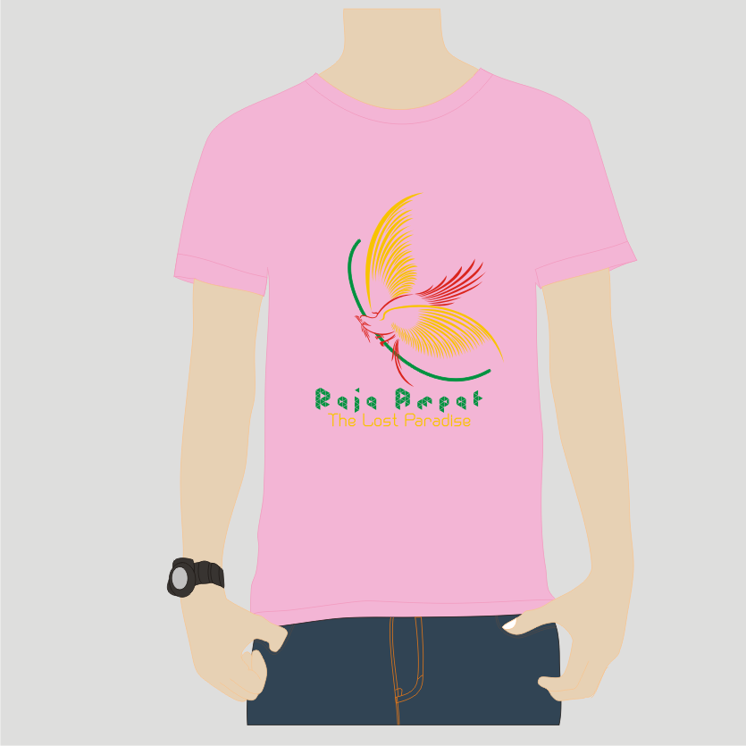  Desain  Cendrawasih Pink  Muda Kaos  Souvenir Raja Ampat