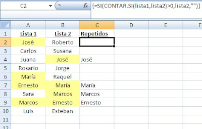 Excel elementos únicos y repetidos