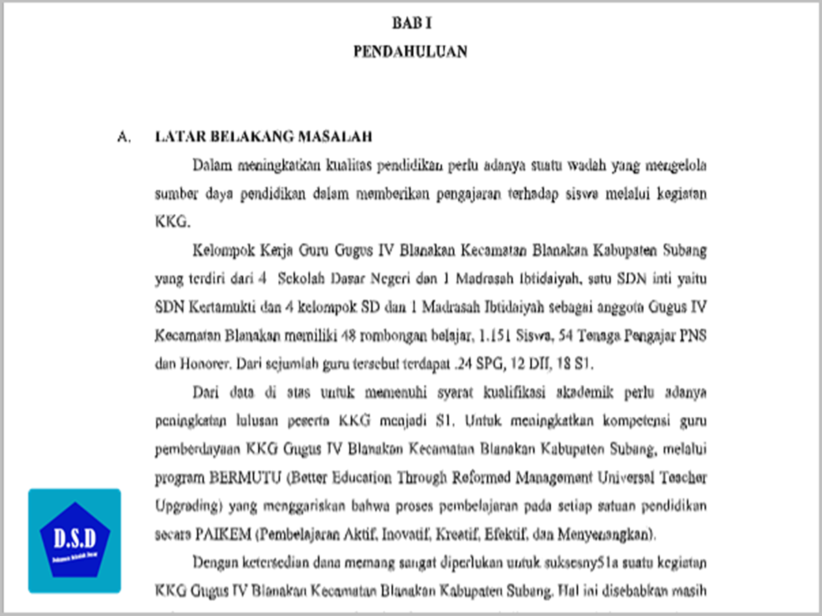 Proposal Kegiatan Peningkatan Mutu Kelompok Kerja Guru SD