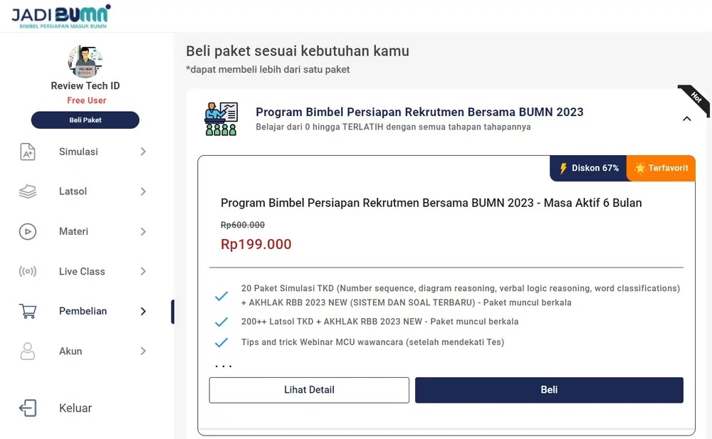 harga paket bimbel bumn 2024 online