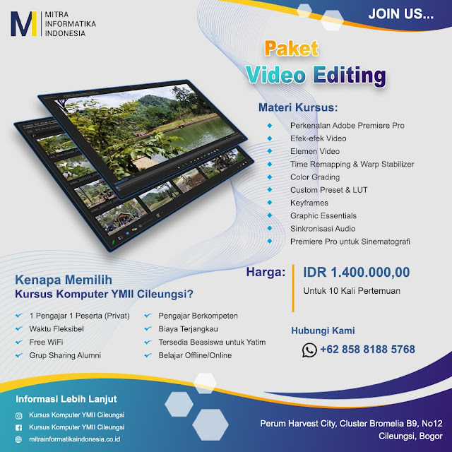 kursus video editing di kursus komputer ymii cileungsi