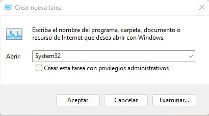 como abrir system32 con administrador de tareas