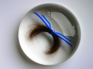 Paperweight for hair and personalised with ribbon