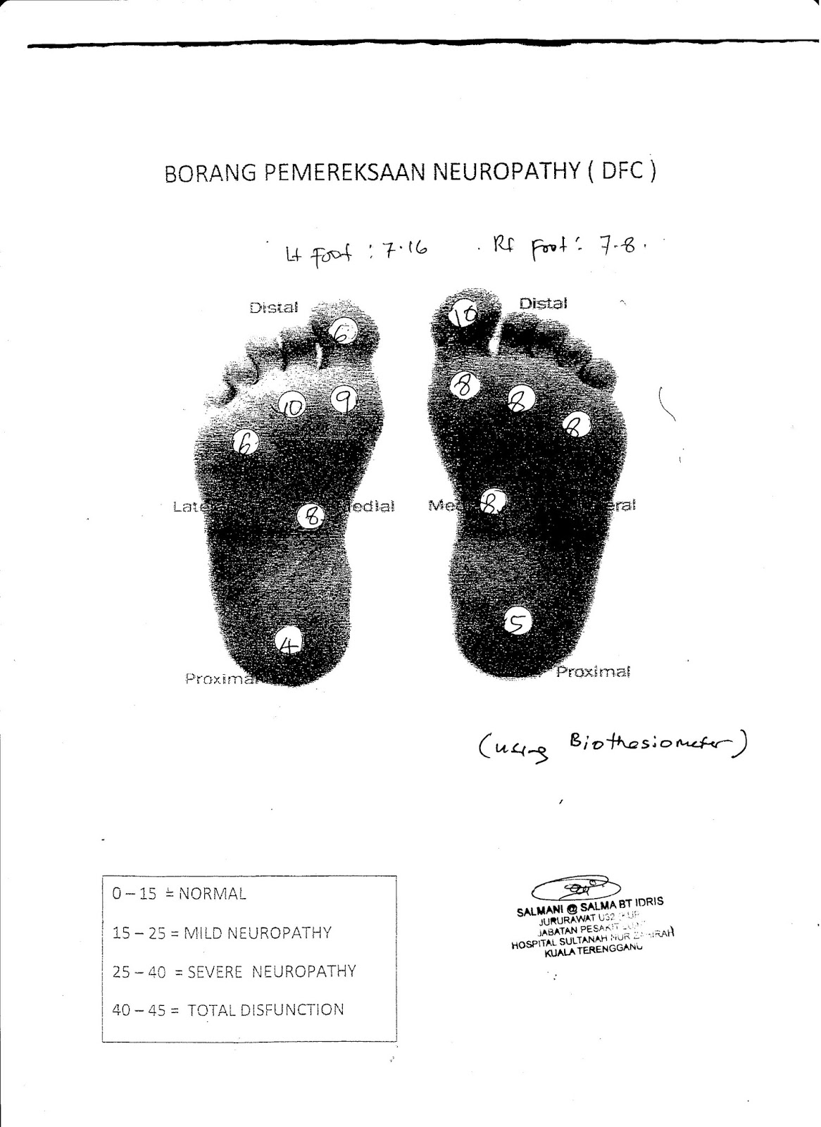 Diabetic Foot Exam Form Diabetic Foot Exam Form